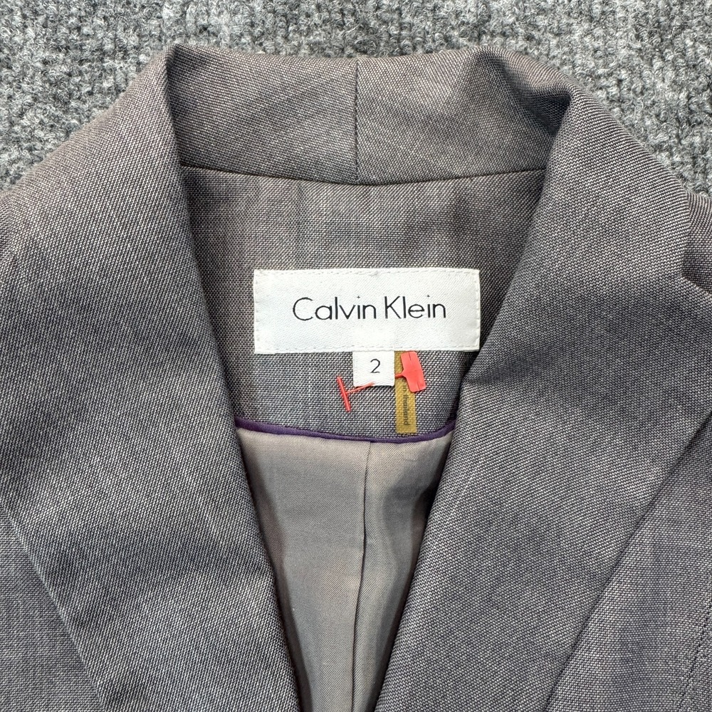 Calvin Klein Two Piece Blazer & Skirt Set Womens 2 Gray Professional Business - Picture 8 of 16